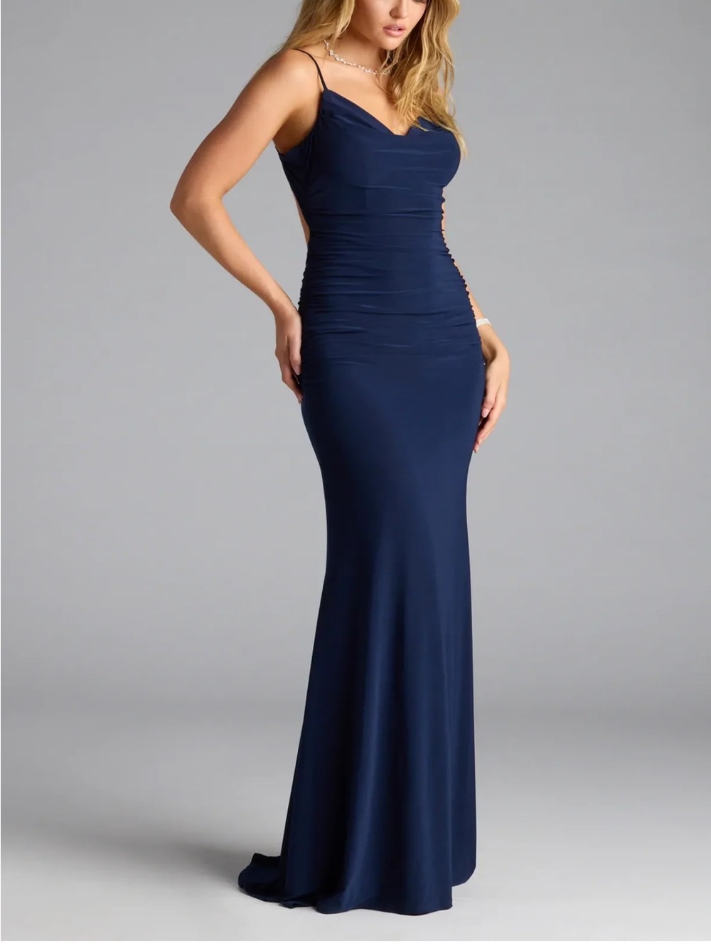 Windsor Edna Open Back Mermaid Formal Dress Color Navy